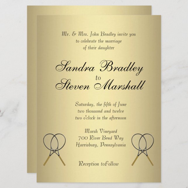 Invitaciones a la boda por temas de tenis (Anverso / Reverso)