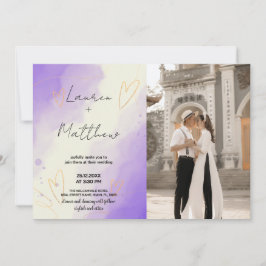 Invitaciones a la boda púrpura con foto