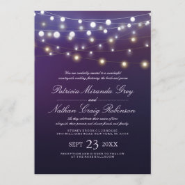 Invitaciones a la boda púrpura de la noche de la l