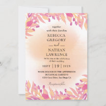 invitaciones a la boda púrpura y a la caída naranj
