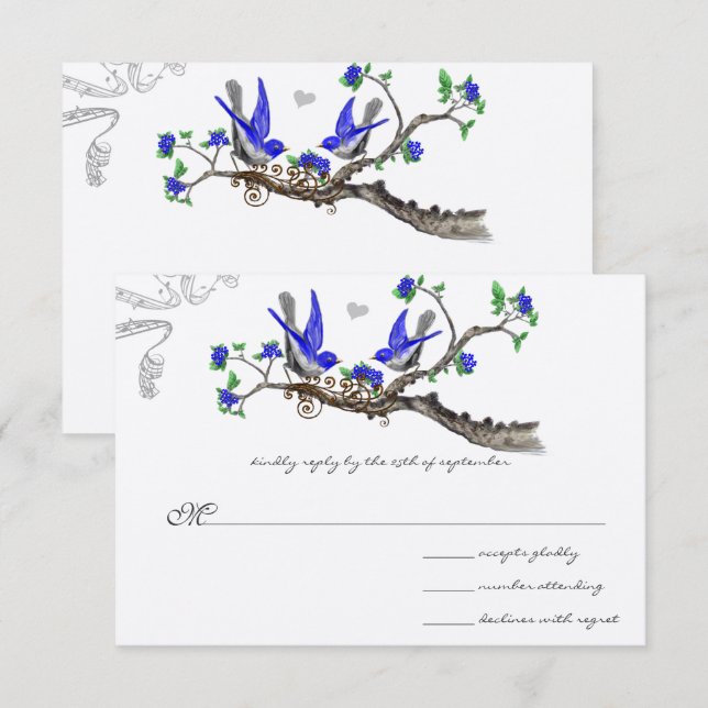 Invitaciones a la boda real azul y gris (Anverso / Reverso)
