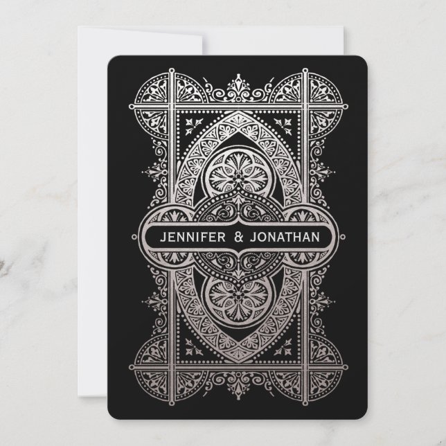 Invitaciones a la boda real de estilo Art Déco - R (Anverso)