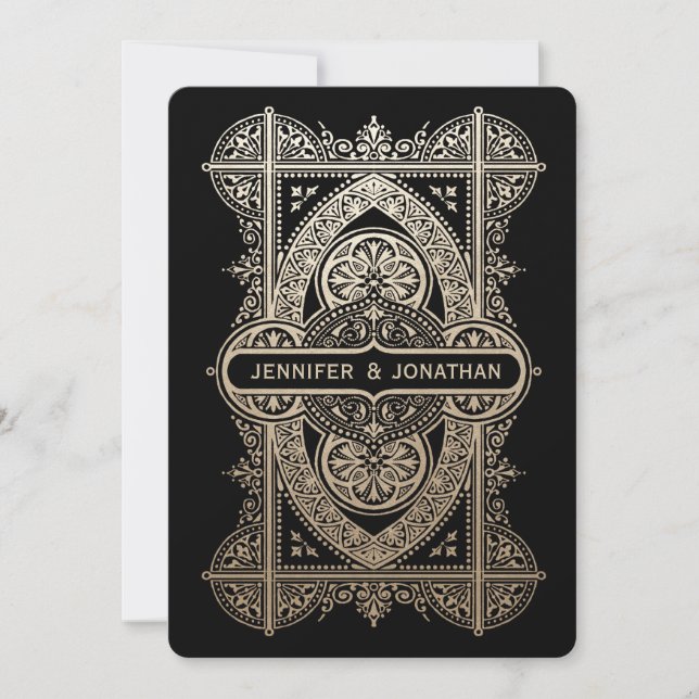 Invitaciones a la boda real de estilo Art Déco - R (Anverso)