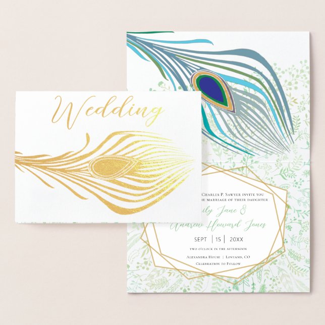 Invitaciones a la boda real de pavo real con Relie (Demostración)