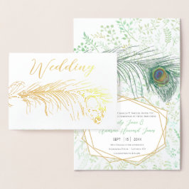 Invitaciones a la boda real de pavo real con Relie