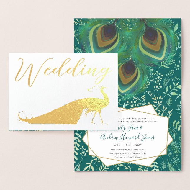 Invitaciones a la boda real de pavo real con Relie (Demostración)