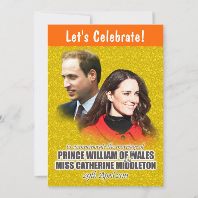 Invitaciones a la boda real de William & Kate (Anverso)