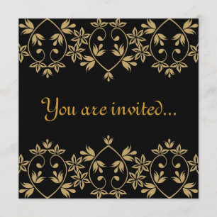 Invitaciones a la boda real del damasco de oro neg