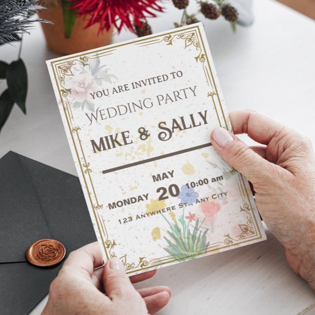 Invitaciones a la boda real, flores y vegetación (Red Roses Wedding Invitation, Red floral wedding invitation, Red wedding invite, Red flowers and gre)