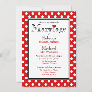 Invitaciones a la boda roja del Punto Polka