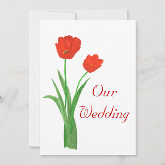 Invitaciones a la boda roja, tulipanes