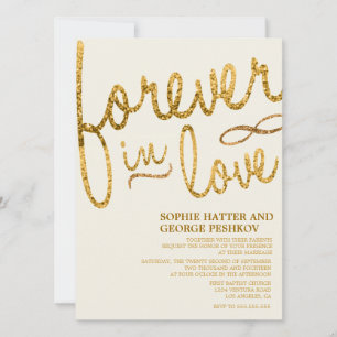 Invitaciones a la boda romántica Purpurina de oro