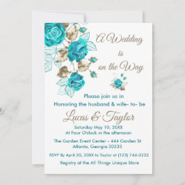 Invitaciones a la boda Rosa con turquesa y oro