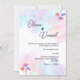 Invitaciones a la boda rosa y azul de Pastel