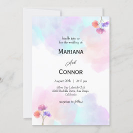 Invitaciones a la boda rosa y azul suave