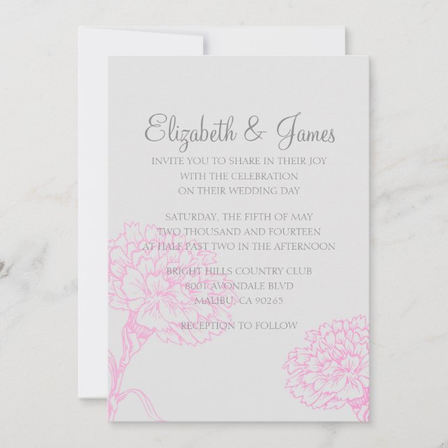 Invitaciones a la boda rosa y blanca moderna perso (Anverso)