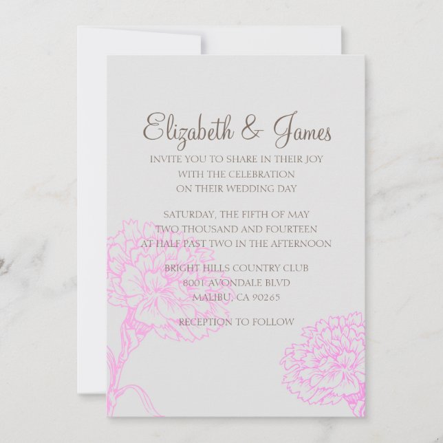 Invitaciones a la boda rosa y marrón moderna Perso (Anverso)