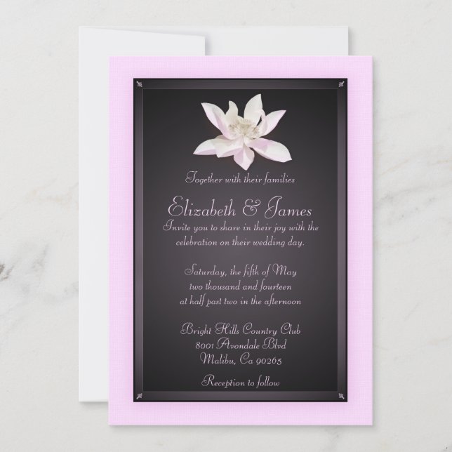 Invitaciones A La Boda Rosa Y Negra (Anverso)