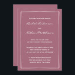 Invitaciones a la boda rosada de Rosy Brown Mulber<br><div class="desc">Invitación de boda contemporánea - CAMBIAR el color de fondo a cualquier color! Mostramos hermosa morera marrón rosa. Dos bordes rectangulares - ELIMINARLOS o CAMBIAR el color del acento de rectángulos! CAMBIAR las fuentes, el texto, el color del texto. Utilice esta plantilla para diseñar sus propias invitaciones de boda únicas...</div>