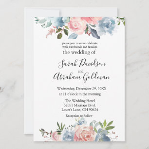 Invitaciones a la boda - Rosas Florales Azules con