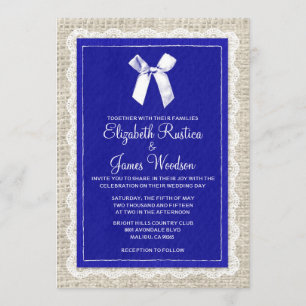 Invitaciones a la boda Royal Blue Country Burlap
