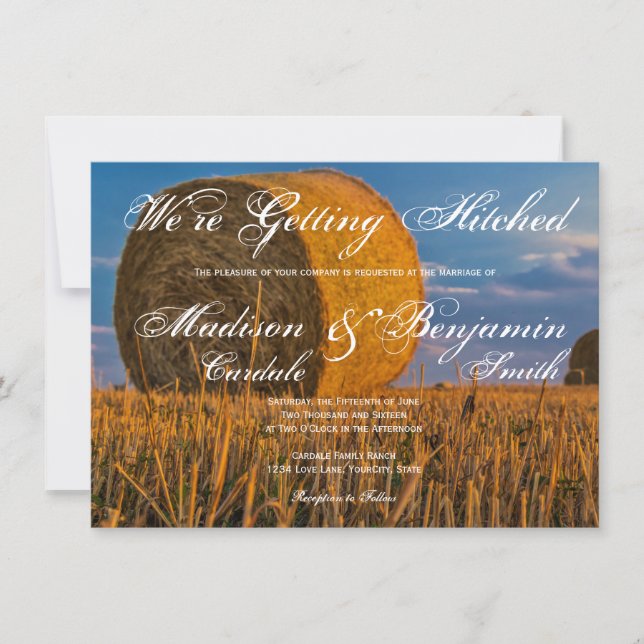 Invitaciones a la boda rural de Hay Bale en el paí (Anverso)