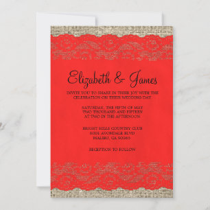 Invitaciones a la boda rusa de encajes negros y ro