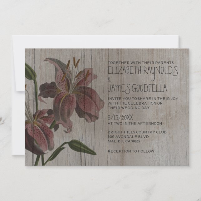 Invitaciones a la boda rusa de los lirios oriental (Anverso)