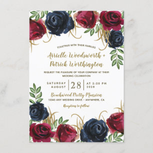 Invitaciones a la boda rústica azul de la Marina y