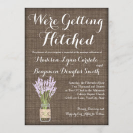 Invitaciones a la boda rústica de Burlap Print Mas