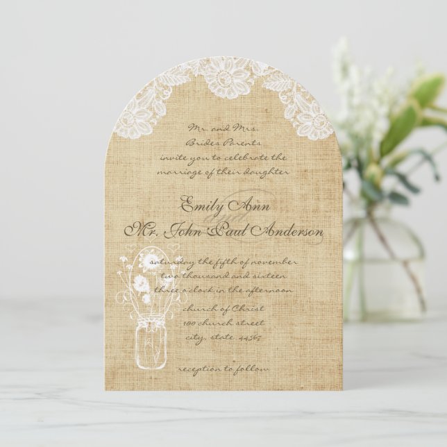 Invitaciones a la boda rústica de canto y bodas en (Anverso de pie)