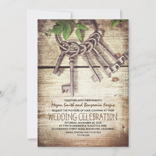 Invitaciones a la boda rústica de Claves de Esquel (Anverso)
