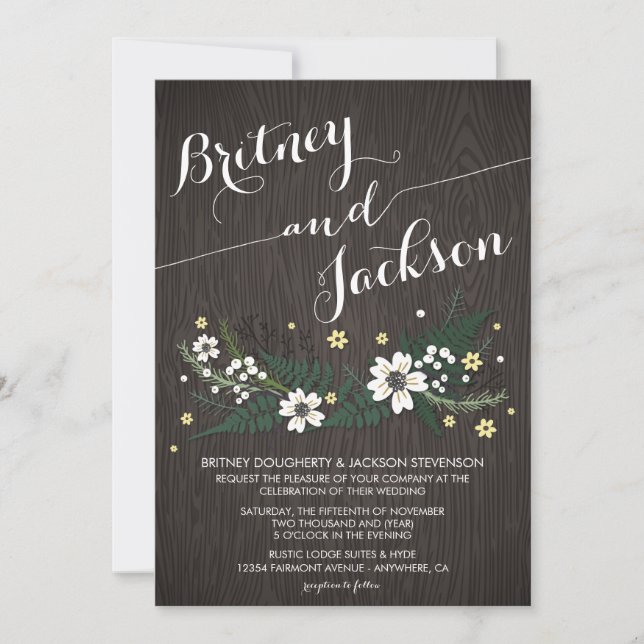 Invitaciones a la boda rústica de flores silvestre (Anverso)