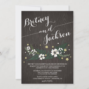 Invitaciones a la boda rústica de flores silvestre