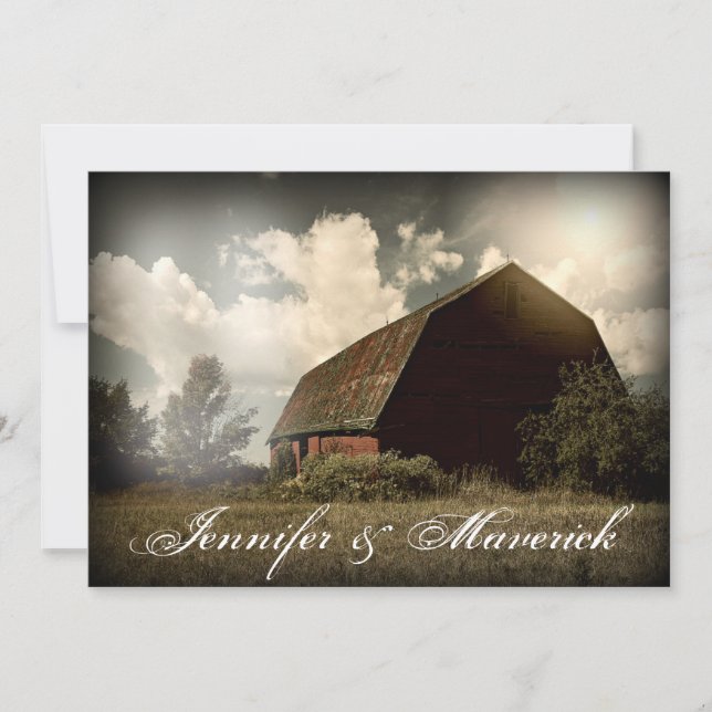 Invitaciones a la boda rústica de granjas de campo (Anverso)