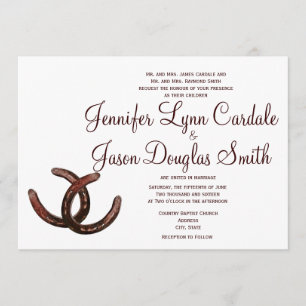 Invitaciones a la boda rústica de herraduras por c
