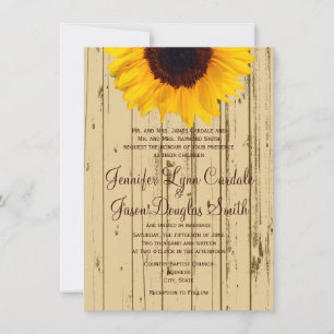 Invitaciones a la boda rústica de la barra girasol