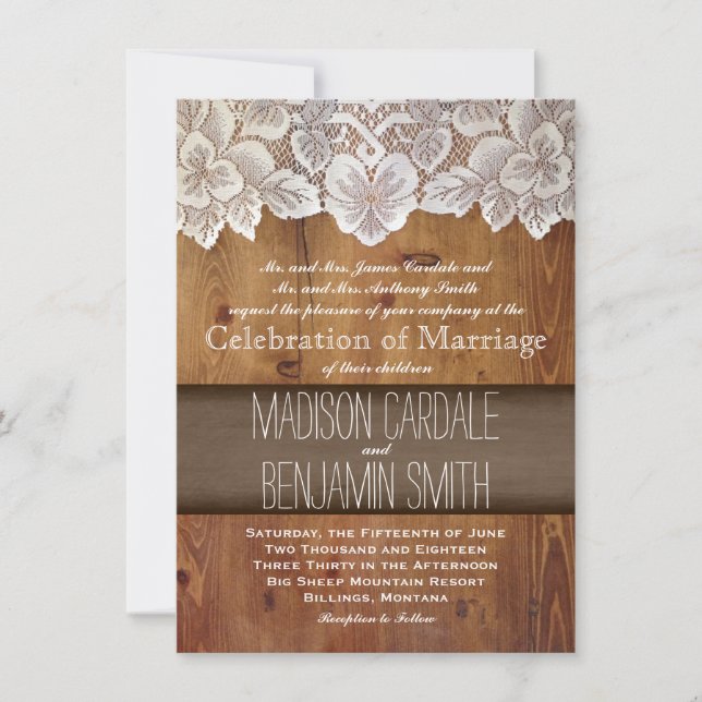 Invitaciones a la boda rústica de la casa de campo (Anverso)