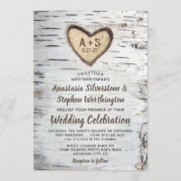 Invitaciones a la boda rústica de la corteza de ár