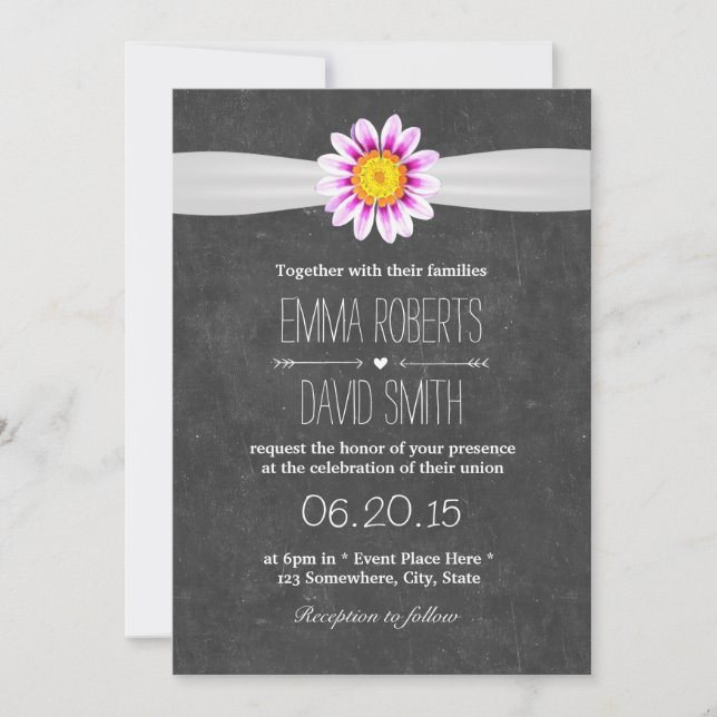 Invitaciones a la boda rustica de la flor de marea (Anverso)