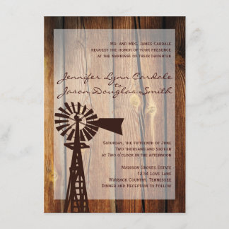 Invitaciones a la boda rústica de la madera de mol
