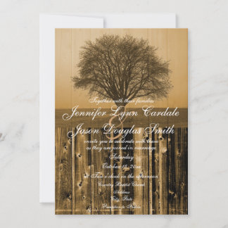 Invitaciones a la boda rústica de la madera de un 