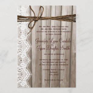 Invitaciones a la boda rústica de la madera encint
