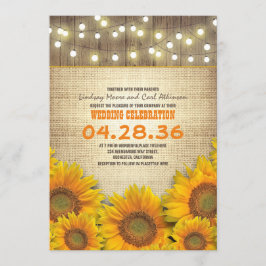Invitaciones a la boda rústica de los girasoles