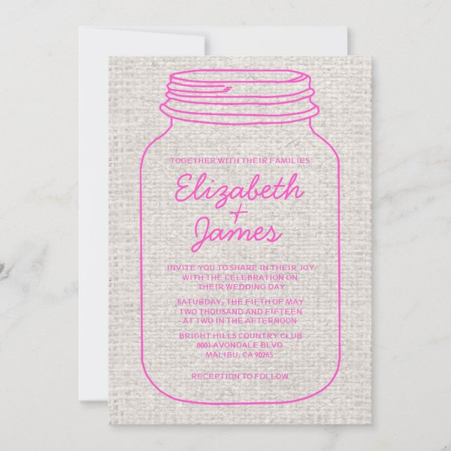 Invitaciones a la boda rustica de masas calientes (Anverso)