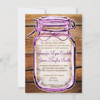 Invitaciones a la boda rústica de Mason Jar Barn W