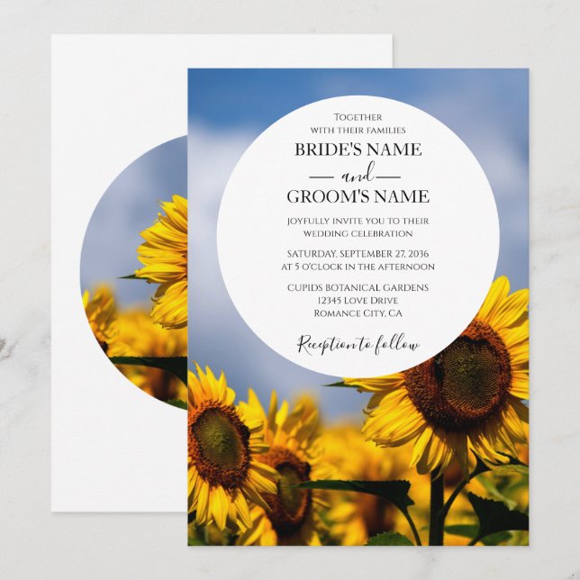 Invitaciones a la boda rústica del cielo azul gira (Anverso / Reverso)