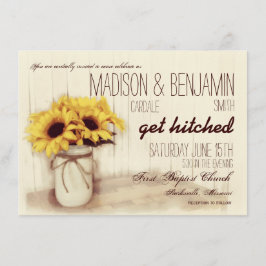 Invitaciones a la boda rustica Mason Jar Sunflower