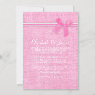Invitaciones a la boda Rústica Rosada y Blanca