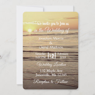 Invitaciones a la boda Sepia Ocean Waves Sunset